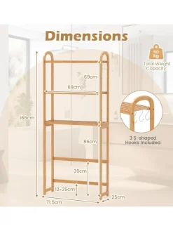 3-stufiger Toilettenregal Bambus in Hellbraun