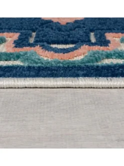 Superweicher Floral Outdoor-Teppich in Blau