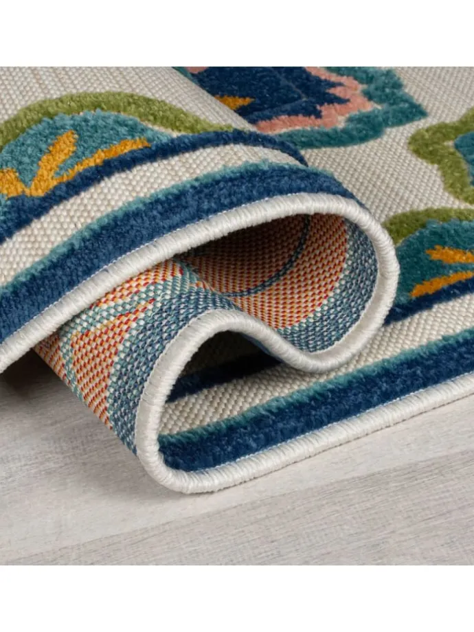 Superweicher Floral Outdoor-Teppich in Blau