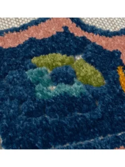 Superweicher Floral Outdoor-Teppich in Blau