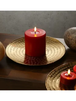 Tablett Dekotablett Serviertablett rund gehämmert D: 28cm in gold