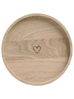 Tablett "Herz" in Hellbraun - Ø 16 cm