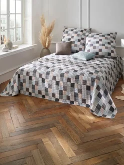 Tagesdecke in braun-grau