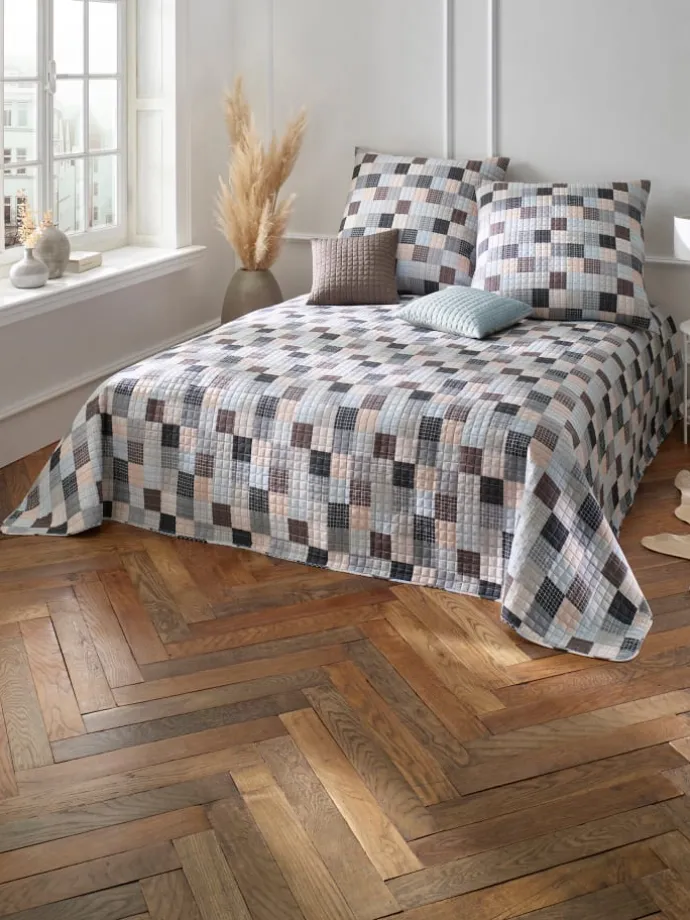 Tagesdecke in braun-grau