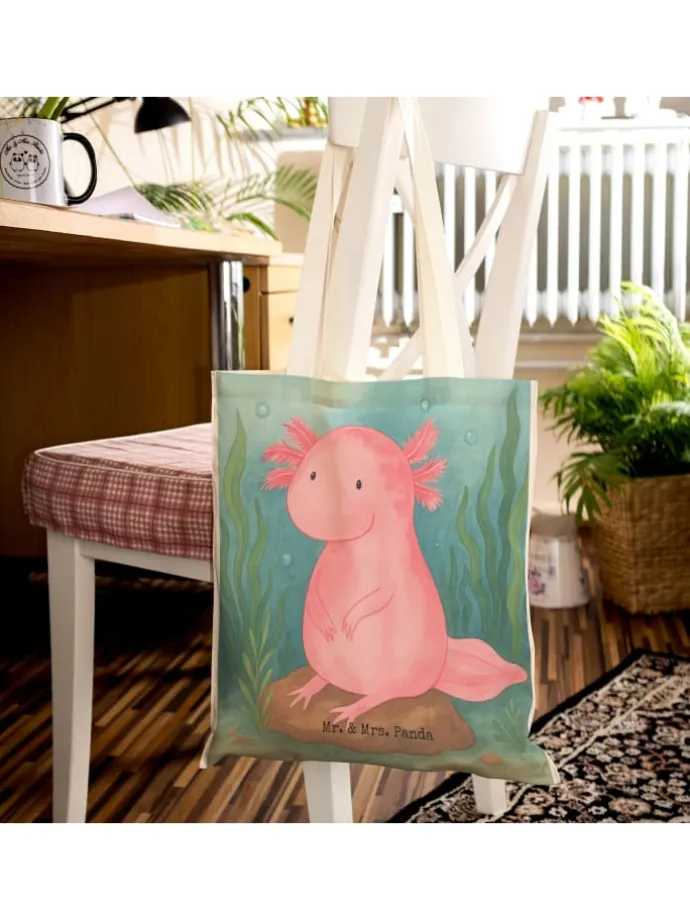 Tasche Axolotl Niedlich Design ohne Spruch in Weiß