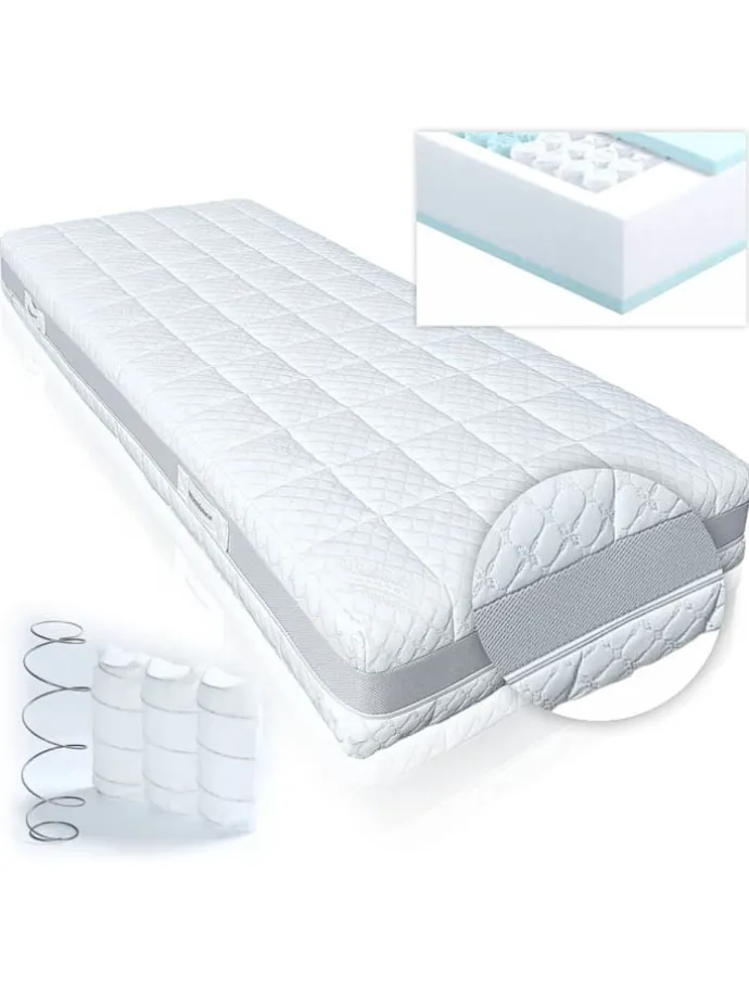 Taschenfederkernmatratze Hamburg in Weiß, Härtegrad 4