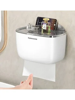 Taschentuchbox in Weiß/ Grau - (B)23 x (H)16,5 x (T)14 cm