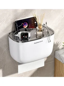 Taschentuchbox in Weiß/ Grau - (B)23 x (H)16,5 x (T)14 cm