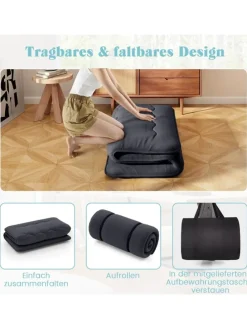 Tatami-Matte Bodenmatratze 90 x 200 cm in Schwarz