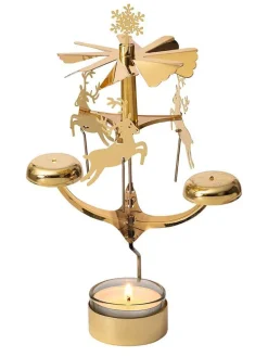 Teelicht-Karussell "Glockenspiel" in Gold - (H)21 cm