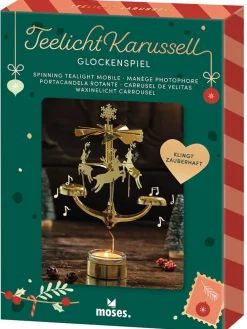 Teelicht-Karussell "Glockenspiel" in Gold - (H)21 cm