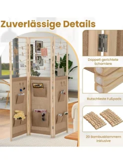 3-teilig Raumteiler 120 × 170 cm in Hellbraun