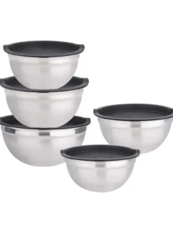 10-teiliges Edelstahl-Schüsselset – Stapelbar, Vielseitig & in Silber