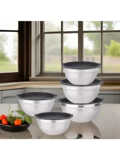 10-teiliges Edelstahl-Schüsselset – Stapelbar, Vielseitig & in Silber