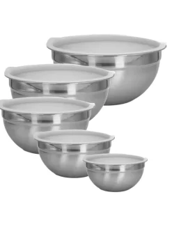 5-teiliges Salatschüssel Rührschüssel Set in Silber