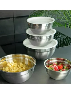 5-teiliges Salatschüssel Rührschüssel Set in Silber