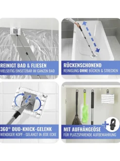 Teleskop-Fliesenwischer in Schwarz/ Silber