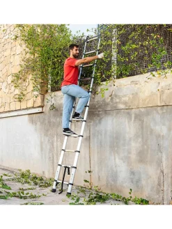 Teleskopleiter in Silber/ Schwarz - (L)9 x (B)48 x (H)320 cm