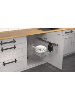 Teleskopschublade in Chrom - (B)50 x (H)15 x (T)45 cm