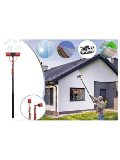 Teleskop-Wasserbürste in Schwarz/ Rot - (H)460 cm