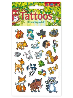 Temporäre Tattoos "Waldtiere" in Bunt - ab 3 Jahren