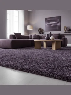 Teppich Hochflor Shaggy Uni-Look Polypropylen Wohnzimmer in VIOLETT