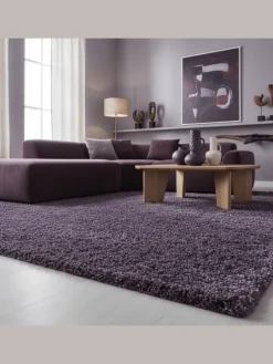 Teppich Hochflor Shaggy Uni-Look Polypropylen Wohnzimmer in VIOLETT