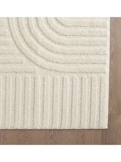 Teppich Hochflor Skandi-Boho Muster Polypropylen Wohnzimmer in Creme