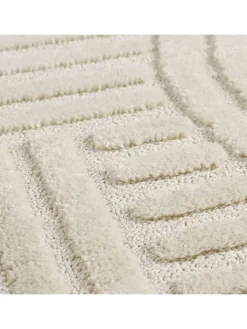 Teppich Hochflor Skandi-Boho Muster Polypropylen Wohnzimmer in Creme