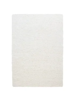 Teppich Hochflor Unifarben Polypropylen Wohnzimmer Shaggy in Creme