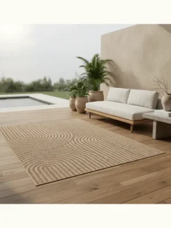 Teppich In-/Outdoor Jute-Optik Flachgewebe Grobe Linien Polypropylen