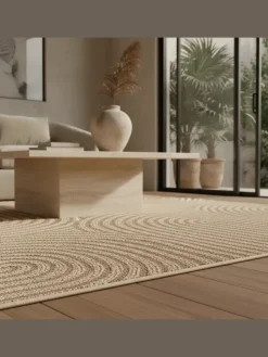 Teppich In-/Outdoor Jute-Optik Flachgewebe Grobe Linien Polypropylen