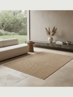 Teppich In-/Outdoor Jute-Optik Flachgewebe Grobe Linien Polypropylen