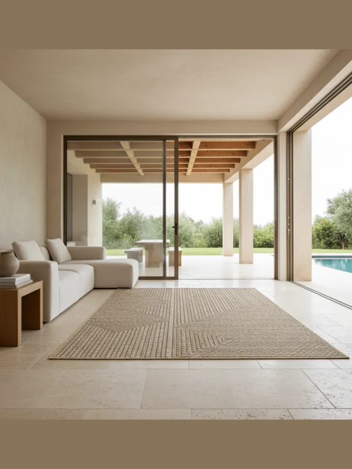 Teppich In-/Outdoor Jute-Optik Flachgewebe Unicolor Polypropylen