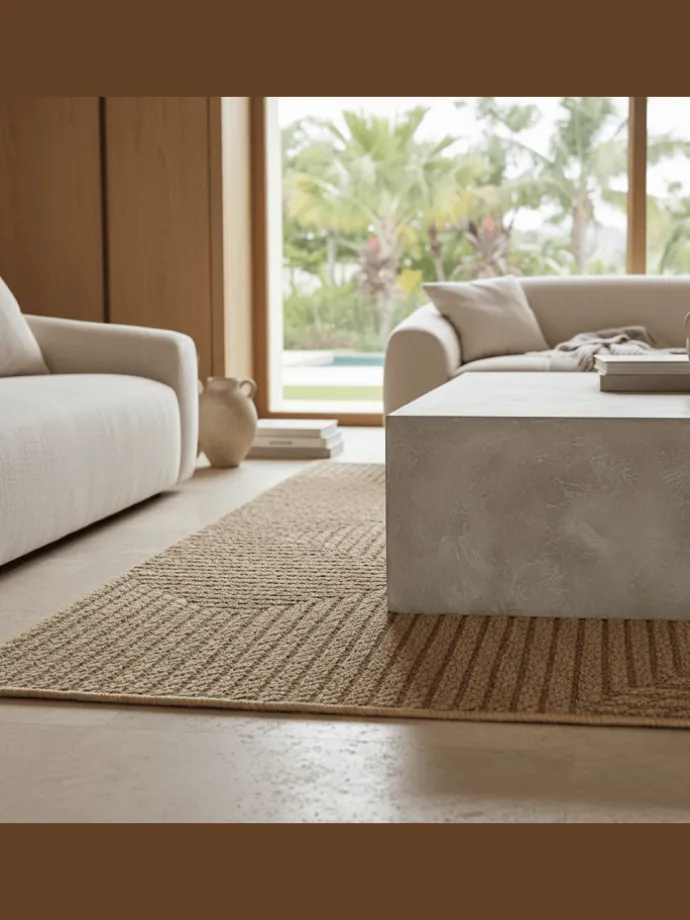 Teppich In-/Outdoor Jute-Optik Flachgewebe Unicolor Polypropylen