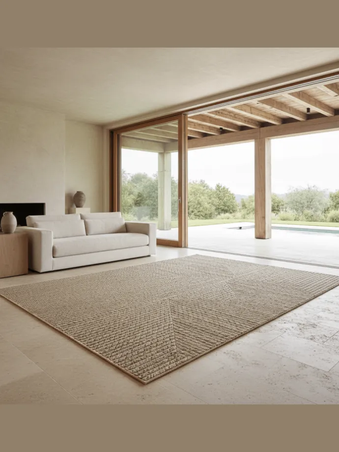 Teppich In-/Outdoor Jute-Optik Flachgewebe Unicolor Polypropylen