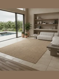 Teppich In-/Outdoor Jute-Optik Flachgewebe Unicolor Polypropylen