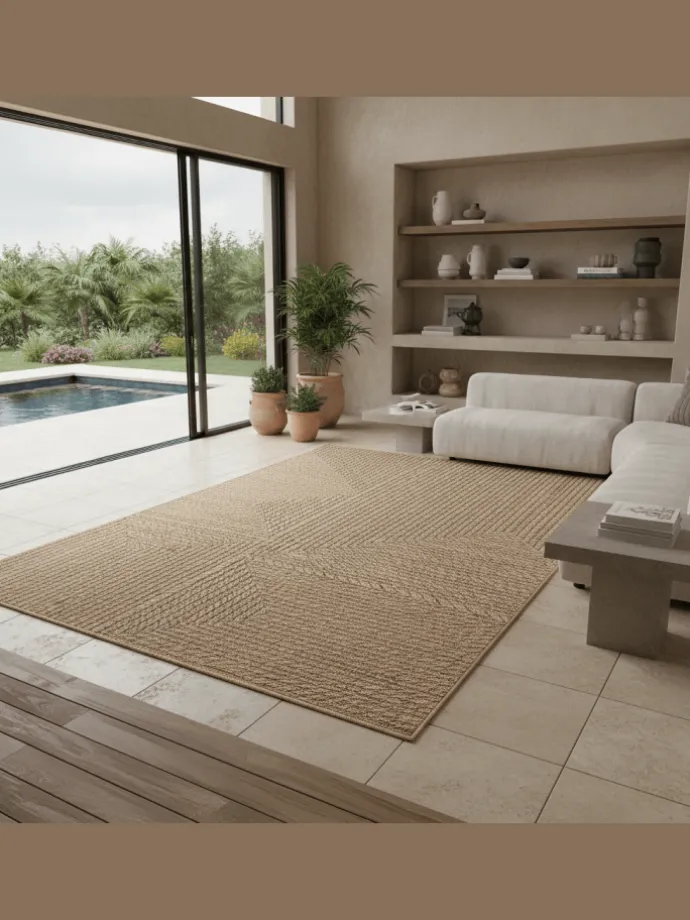 Teppich In-/Outdoor Jute-Optik Flachgewebe Unicolor Polypropylen