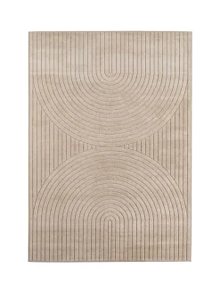 Teppich In-/Outdoor Kurzflor Skandi 3D-Design Polypropylen Balkon in Beige