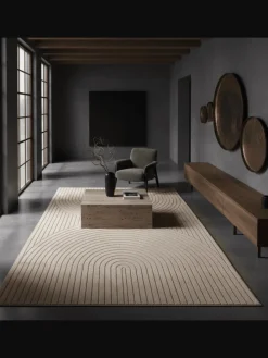 Teppich In-/Outdoor Kurzflor Skandi 3D-Design Polypropylen Balkon in Beige