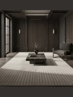 Teppich In-/Outdoor Kurzflor Skandi 3D-Design Polypropylen Balkon in Creme