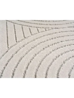Teppich In-/Outdoor Kurzflor Skandi 3D-Design Polypropylen Balkon in Creme