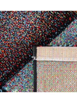 Teppich Kurzflor Karos Wohnzimmer schmutzabweisend in Mehrfarbig