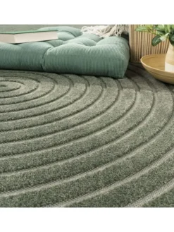 Teppich Kurzflor Struktur Wohnzimmer in Grün