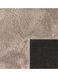 Teppich Kurzflor waschbar Einfarbig Wohnzimmer in Taupe