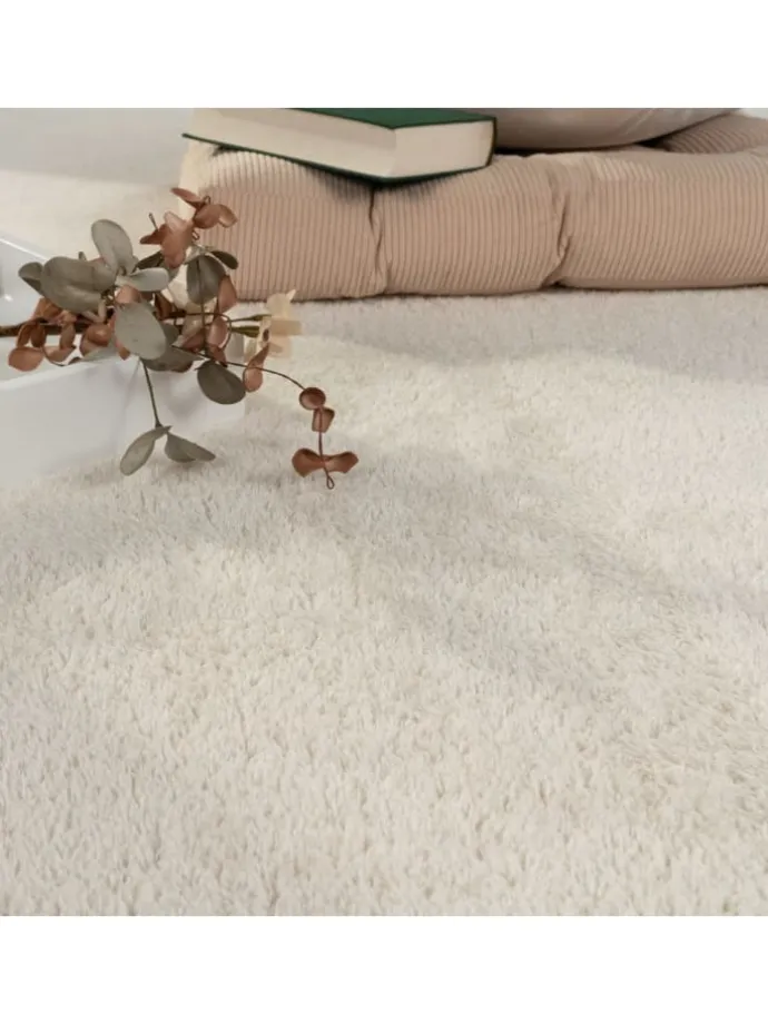 Teppich Kurzflor waschbar Unifarben Wohnzimmer in Creme