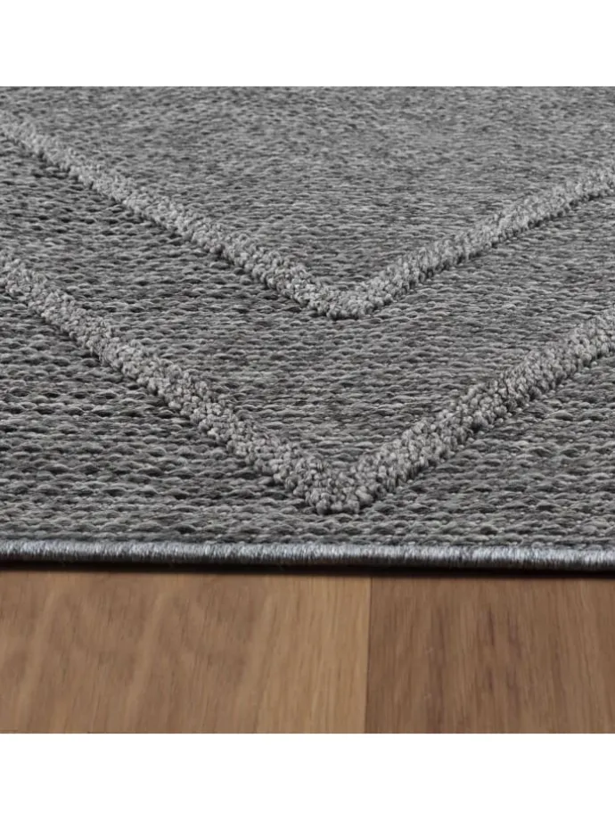 Teppich Outdoor Flachgewebe Boho-Muster Polypropylen Küche in Grau