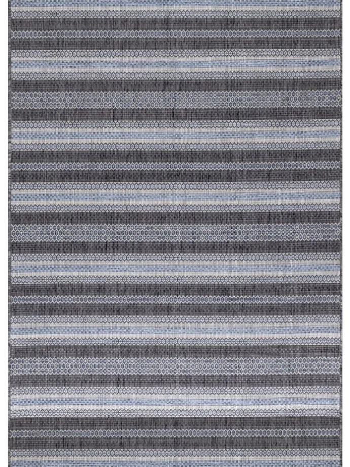 Teppich Outdoor Flachgewebe Vintage-Look Polypropylen Balkon in Schwarz