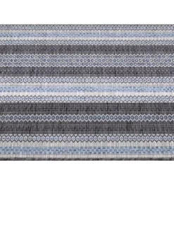 Teppich Outdoor Flachgewebe Vintage-Look Polypropylen Balkon in Schwarz