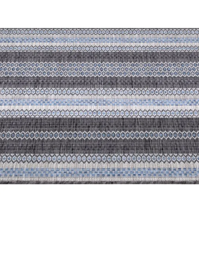 Teppich Outdoor Flachgewebe Vintage-Look Polypropylen Balkon in Schwarz